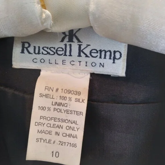 Y2K Vintage Black 100% Silk Jacket w Floral Textured Art Simply Stunning! Sz10 - Picture 10 of 14